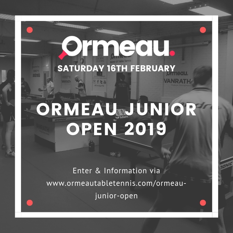 Ormeau Junior Ulster Ranking This Saturday (16th Feb)